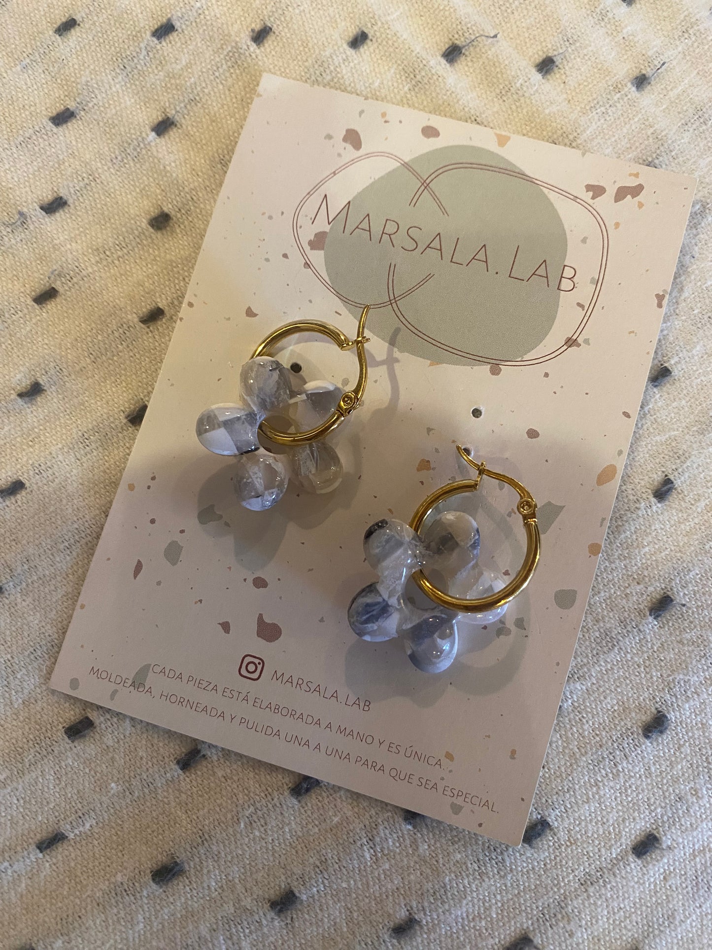 Pendientes aros flores damero