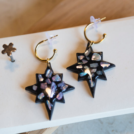 Pendientes estrellas negros