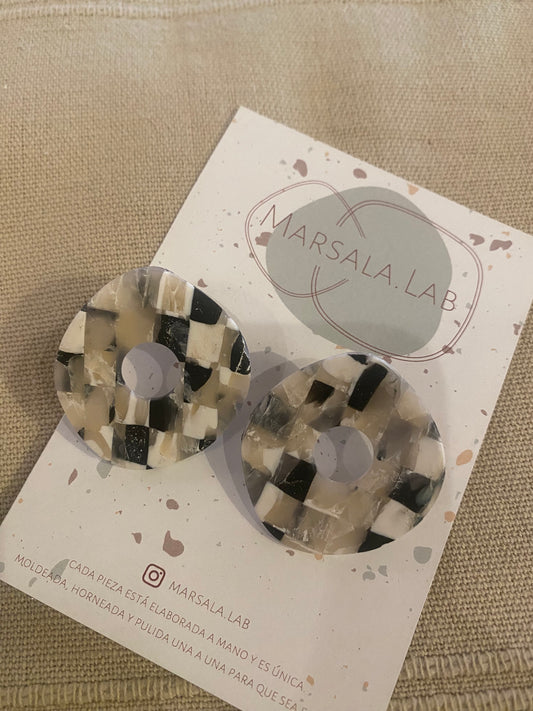Pendientes damero negro y blanco