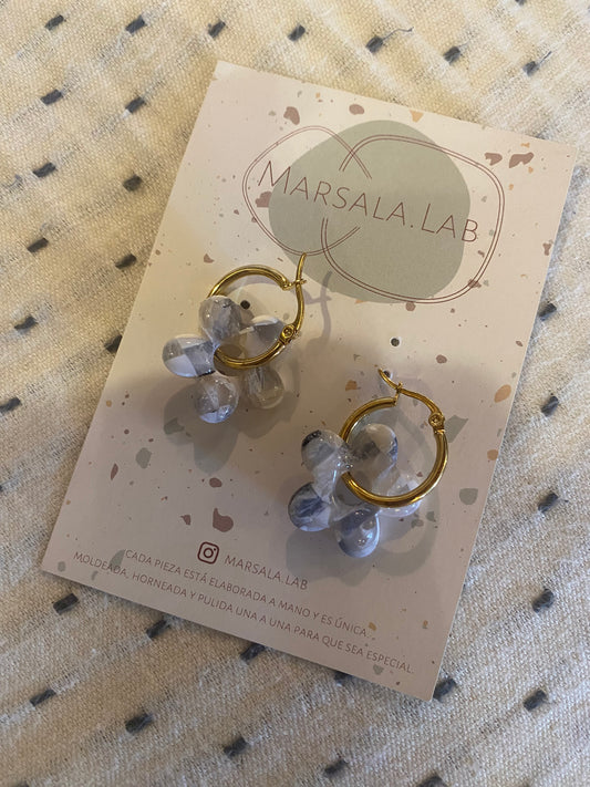 Pendientes aros flores damero
